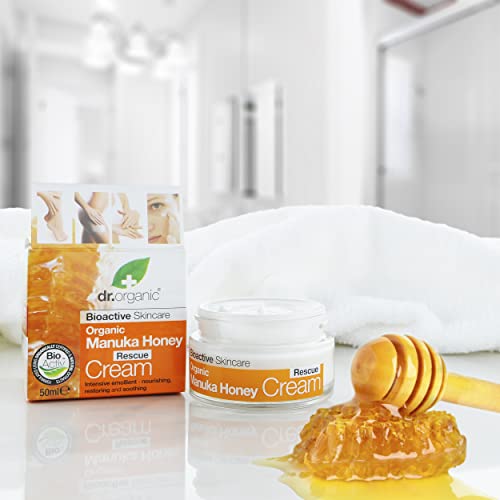 Dr Organic Manuka Honey Rescue Cream with organic Manuka honey supports antioxidant-rich care