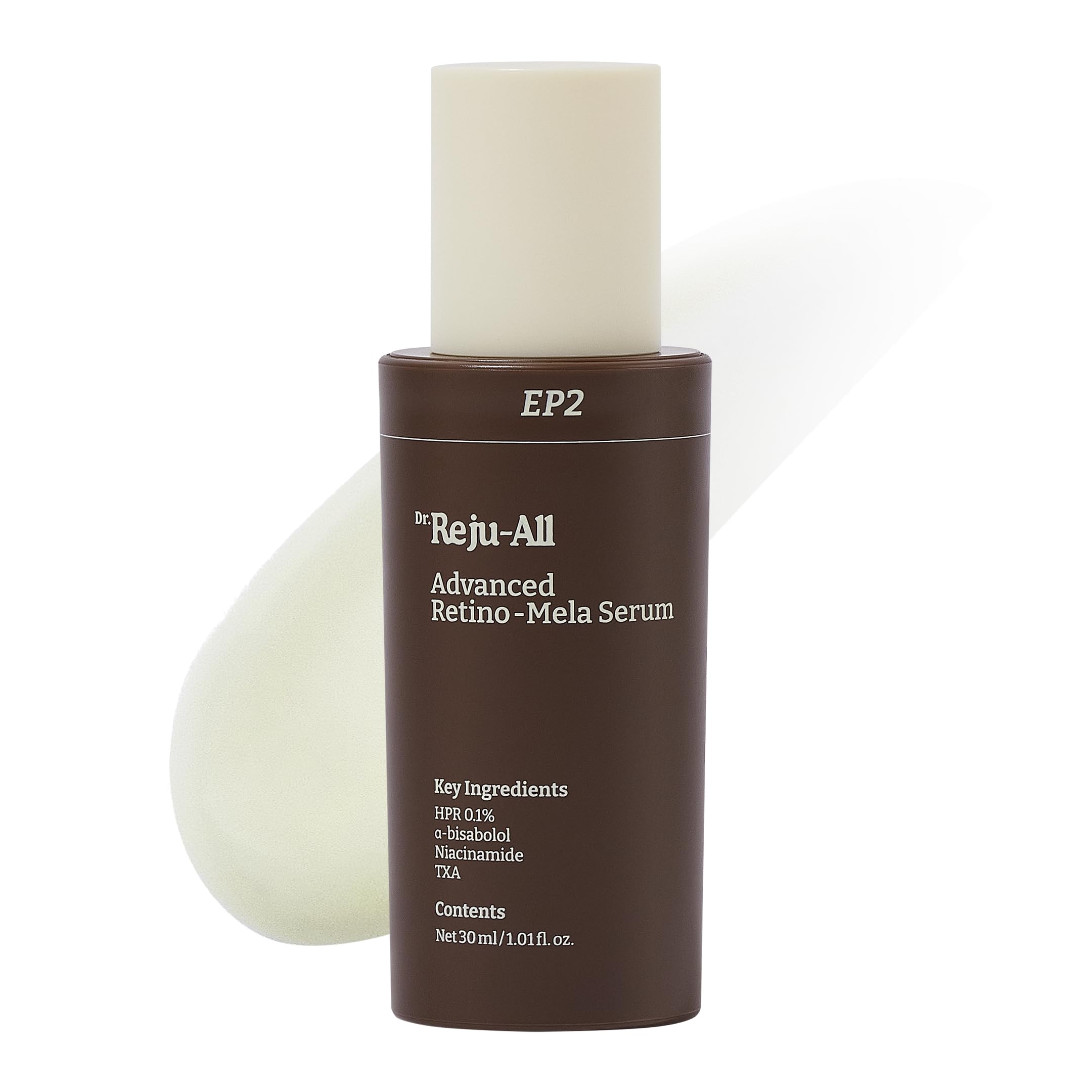 Dr.Reju-All Retino-Mela Serum bottle for an easy nightly routine and refined skin.