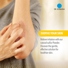 Dr. Robaina Sulfur Balsam Lotion texture swirl shows fast-absorbing, non-greasy finish.