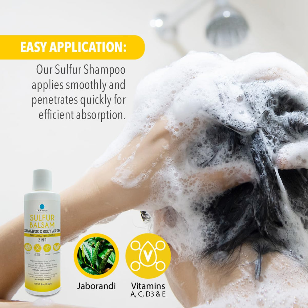 Dr. Robaina sulfur shampoo usage on beard demonstrates head-to-toe care.