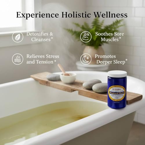 Dr. Singha's Mustard Bath jar open showcases premium ingredients for a soothing soak.