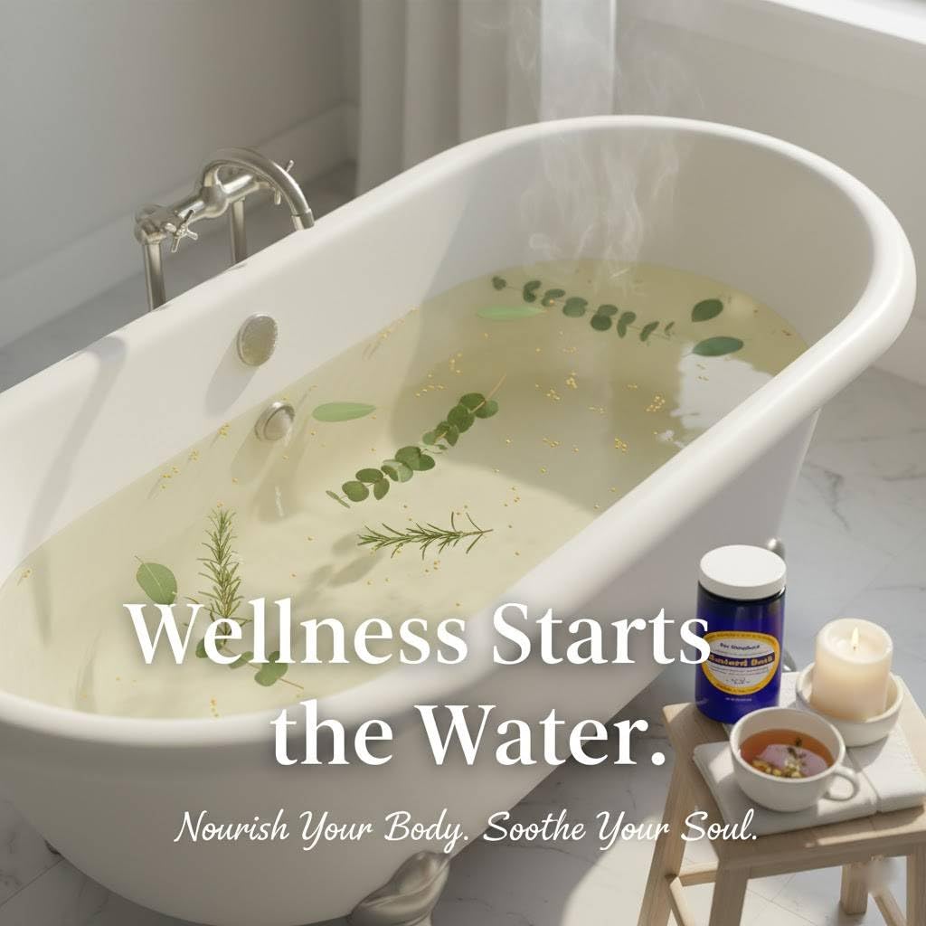 Dr. Singha's Mustard Bath promotes unwinding after a long day.