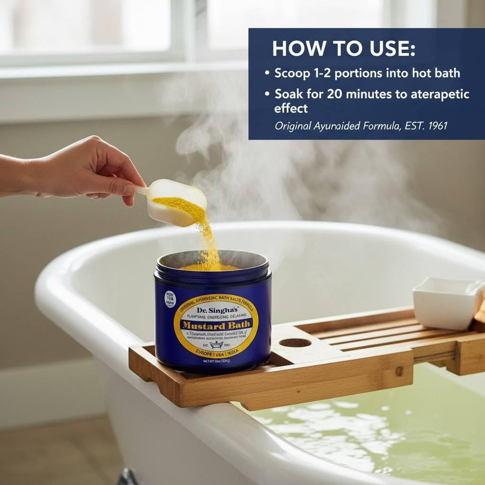 Dr. Singha's Mustard Bath Salts with essential oils for fragrant relaxation