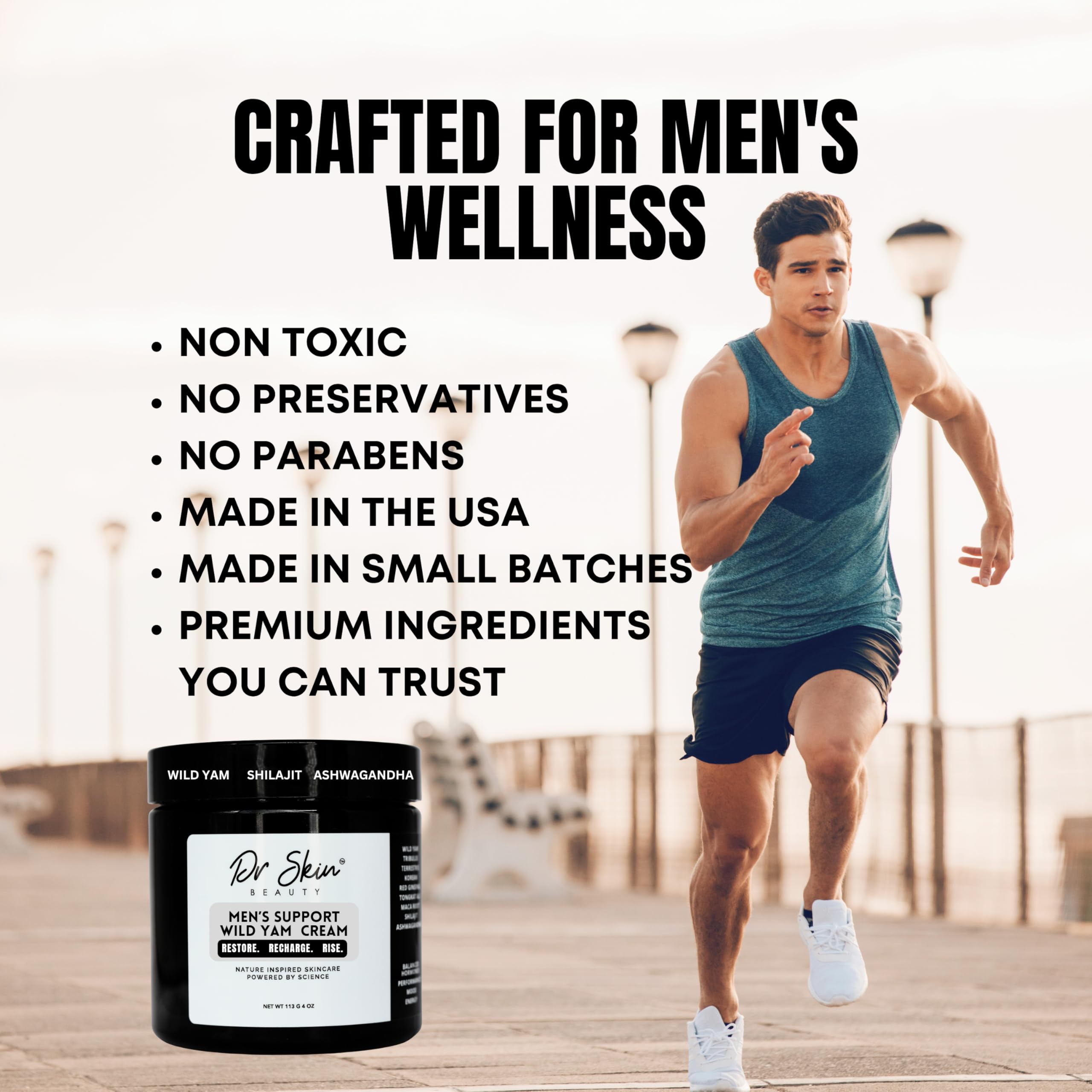 Dr Skin BEAUTY wild yam cream with shilajit minerals boosts vitality.