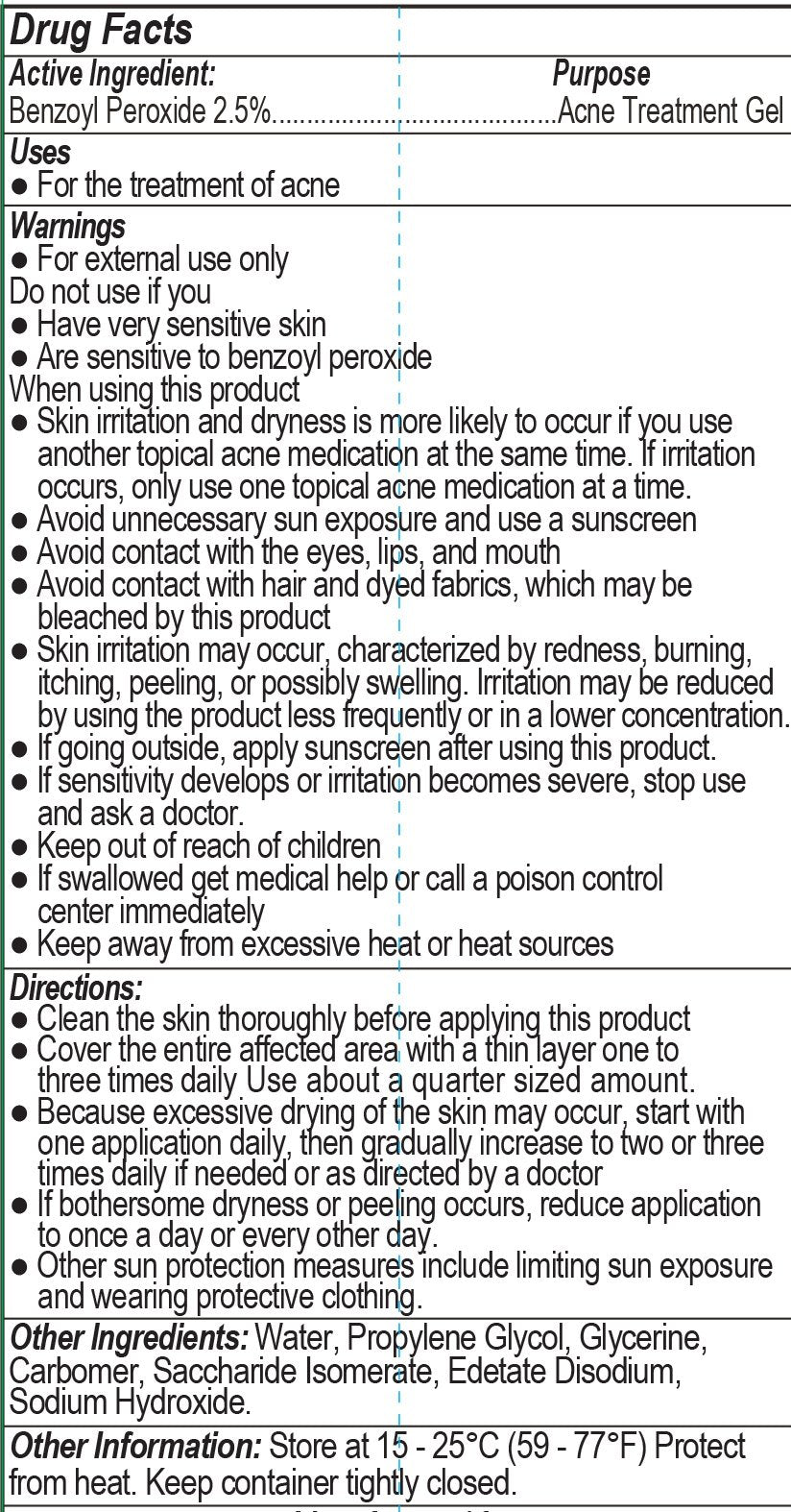 Dr Song benzoyl peroxide acne gel label and pump image highlighting easy daily use.