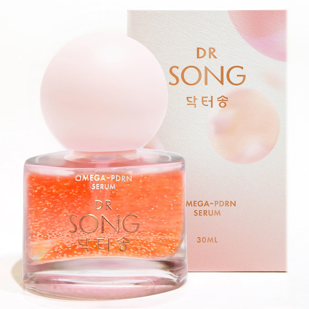 Dr Song ELMNTS Omega PDRN Serum bottle shows hydration and renewal benefits