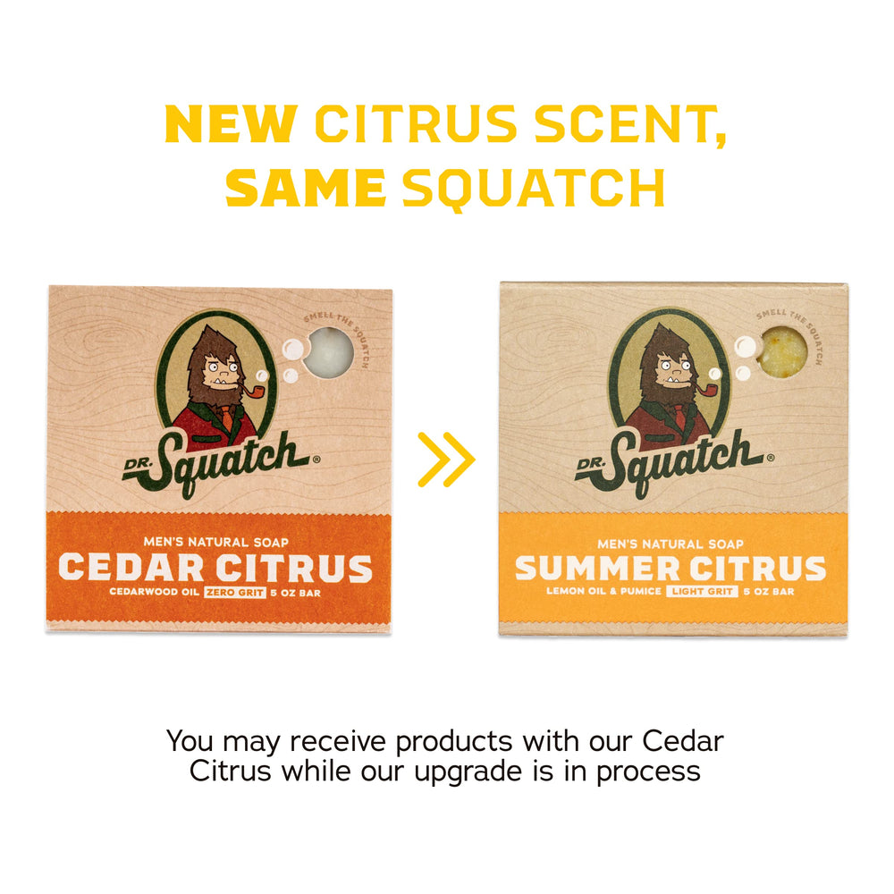 Dr. Squatch 5-pack bar soap pack shot showing variety and value.