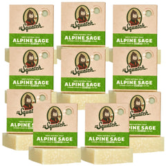 Dr. Squatch Alpine Sage bar soap closeup highlighting natural ingredients and rich lather