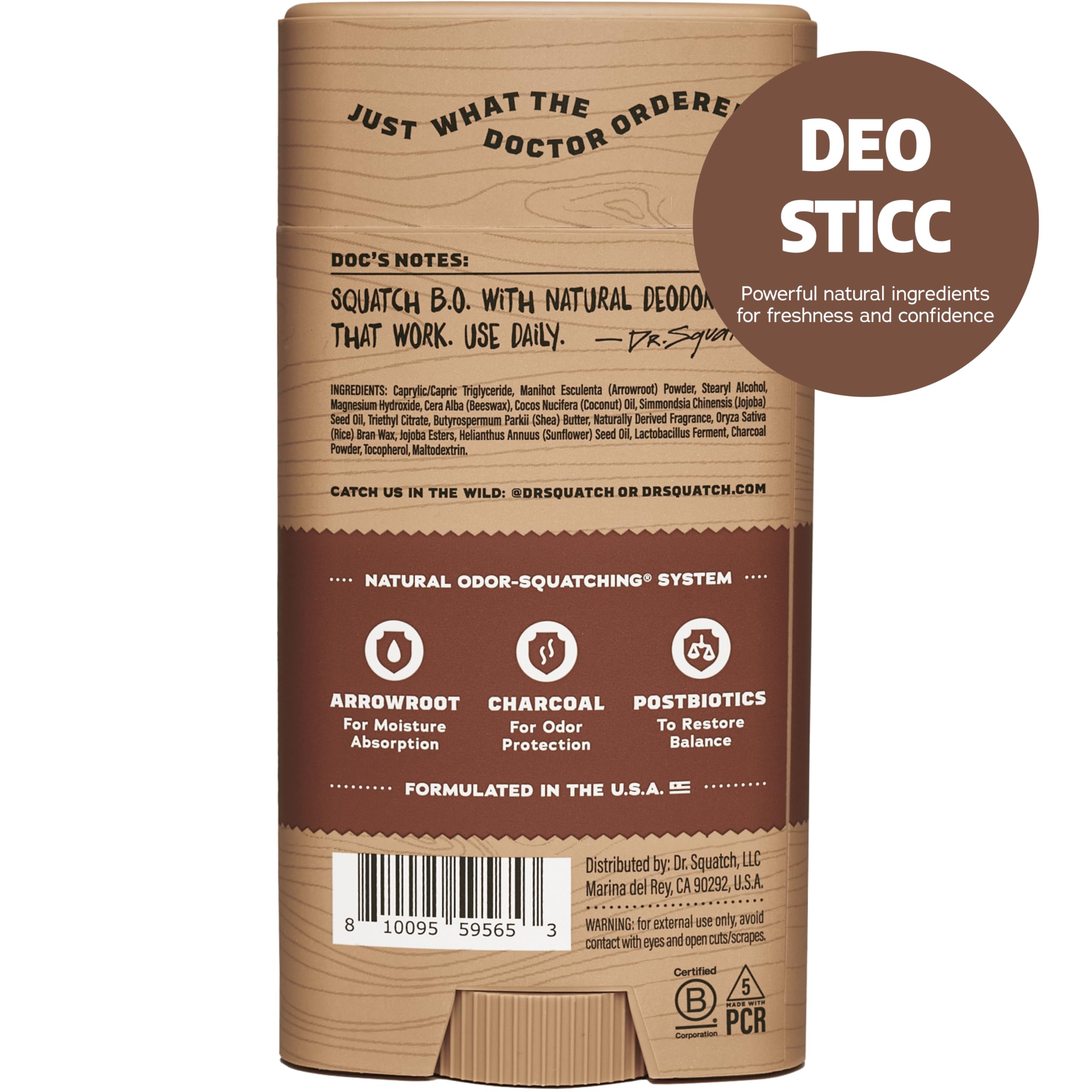 Dr. Squatch aluminum-free formula supports daily comfort and skin-friendly use.