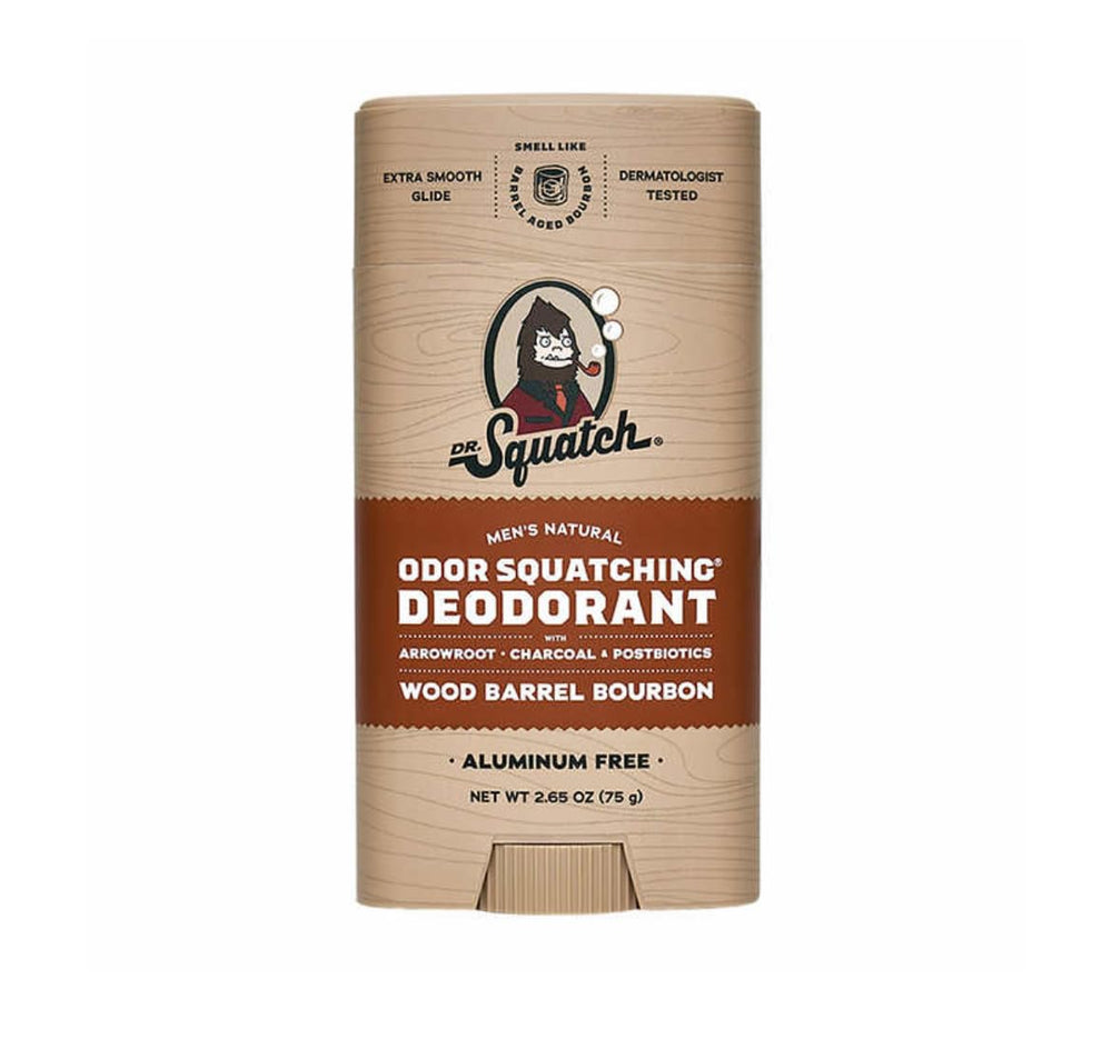 Dr. Squatch aluminum-free label closeup highlighting aluminum free formula