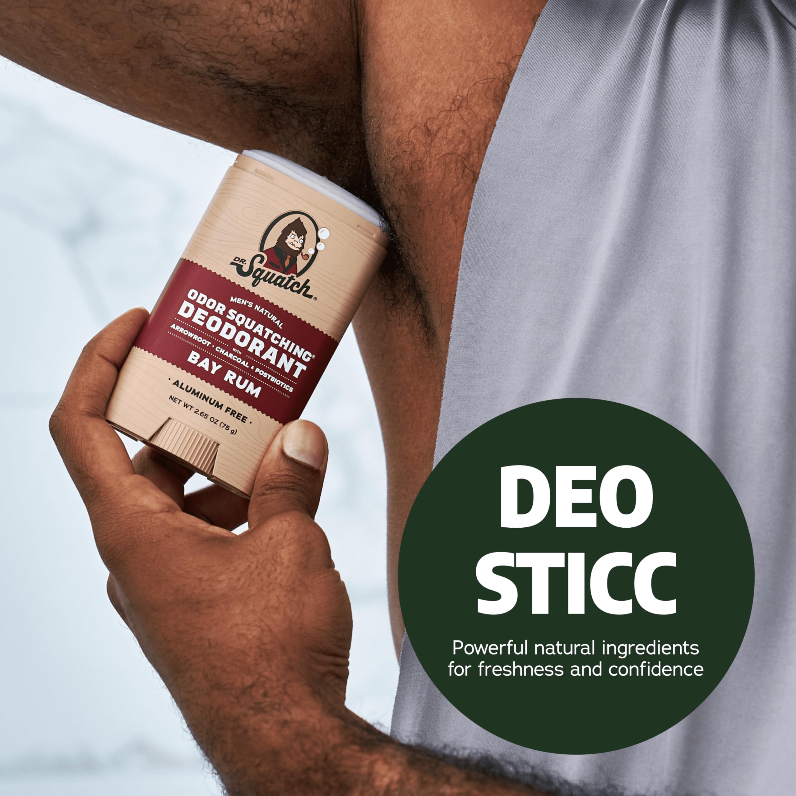 Dr. Squatch application scene showing swipe technique for day-long freshness.