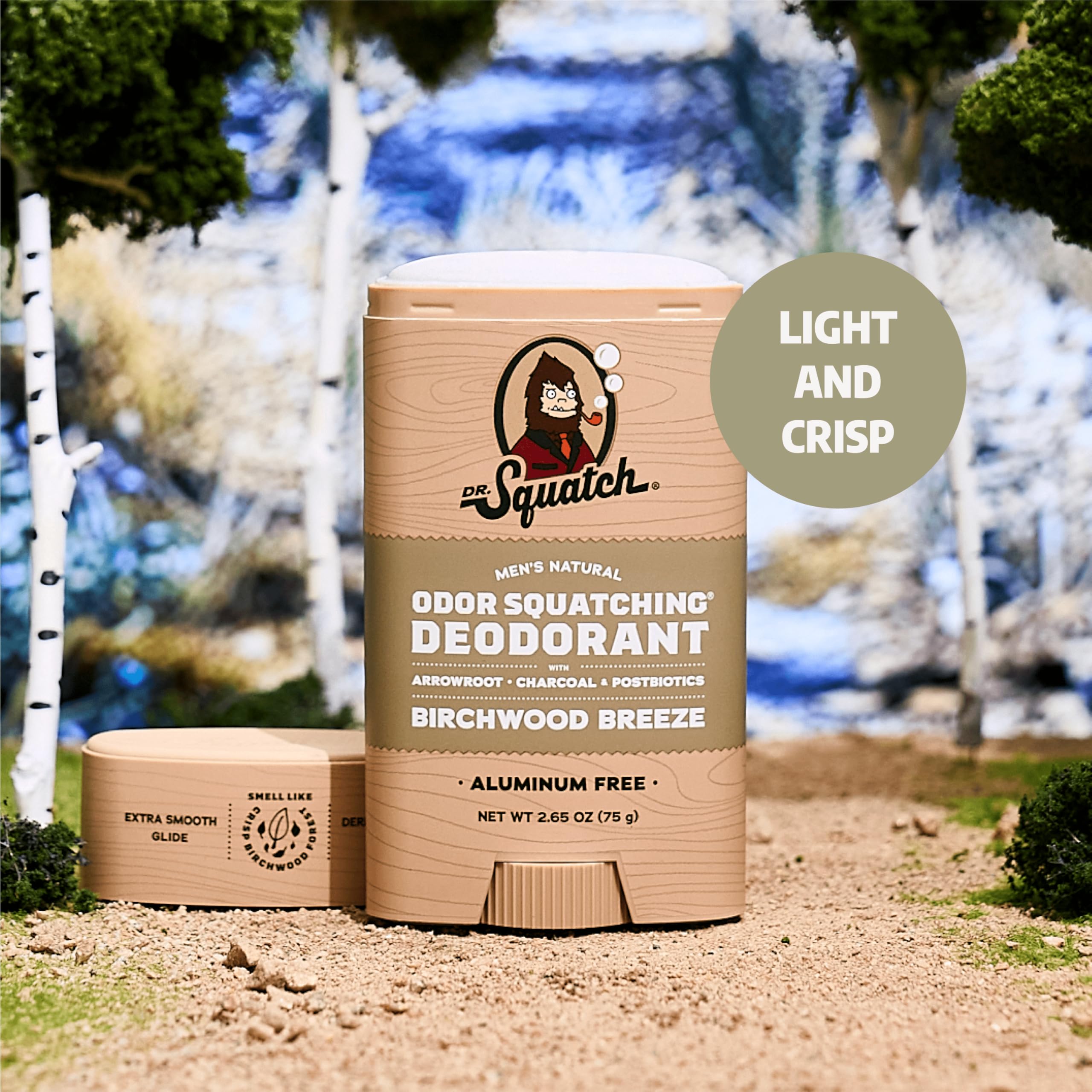 Dr. Squatch arrowroot-charcoal-postbiotics ingredients support natural odor defense