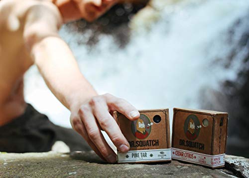 Dr. Squatch Bay Rum bar soap lather captures rugged masculine aroma.