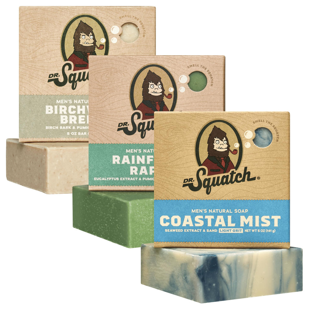 Dr Squatch Birchwood Breeze bar soap in natural form for a refreshing morning cleanse