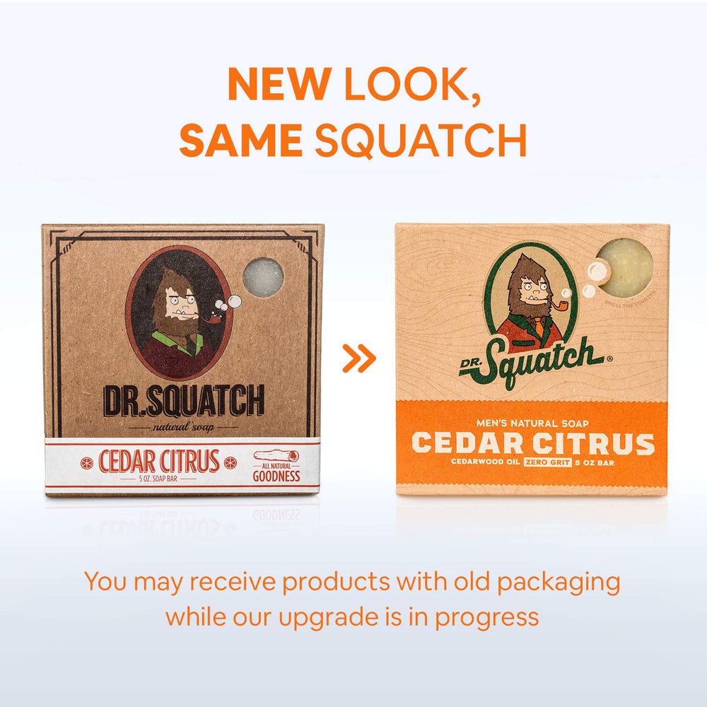 Dr. Squatch Cedar Citrus bar soap 3-pack front view for robust shower routine