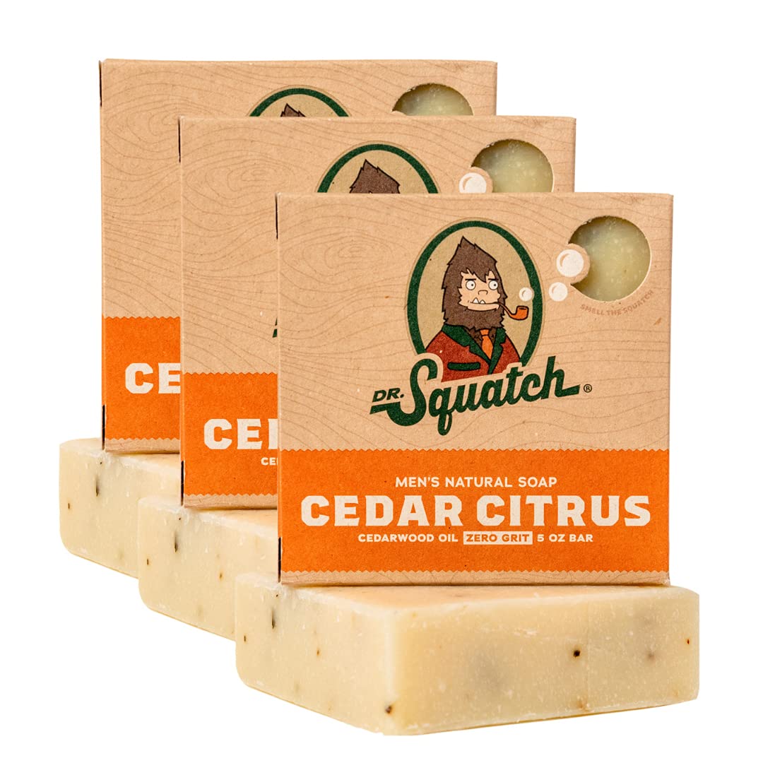 Dr. Squatch Cedar Citrus soap close-up with creamy lather for daily cleansing