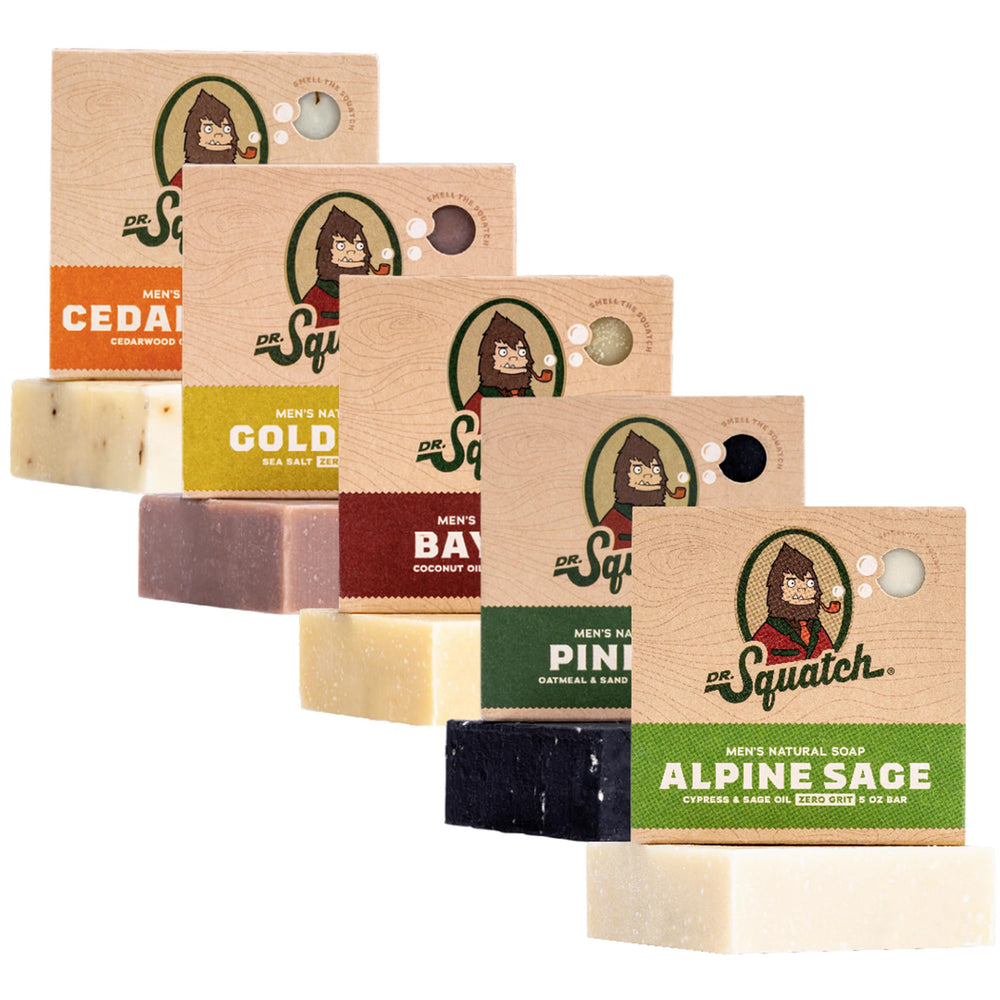 Dr. Squatch Cedar Citrus bar soap pour shows refreshing morning lather.