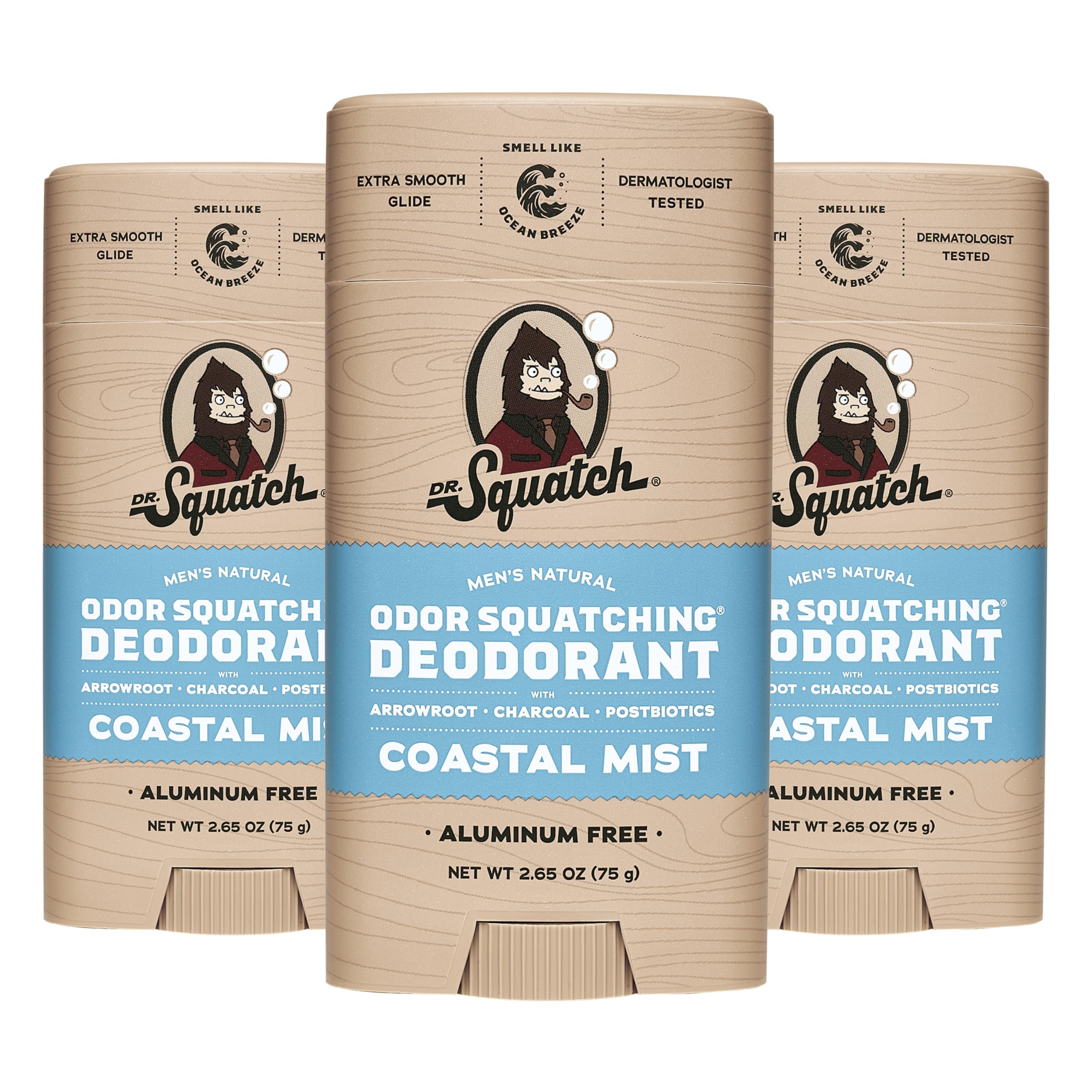 Dr. Squatch Coastal Mist deodorant 3-pack offers natural protection for daily confidence.