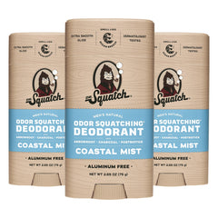 Dr. Squatch Coastal Mist deodorant 3-pack offers natural protection for daily confidence.