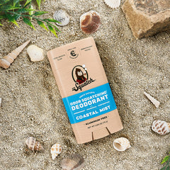 Dr. Squatch Coastal Mist application swipe demonstrates easy post-shower freshness and odor control.