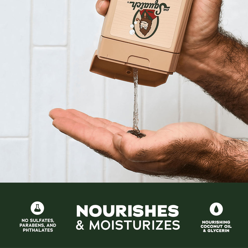 Dr. Squatch Coconut Castaway lather closeup emphasizes rich natural foam for skin care.