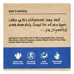 Dr. Squatch coconut oil and shea butter ingredients support skin nourishment during shower.
