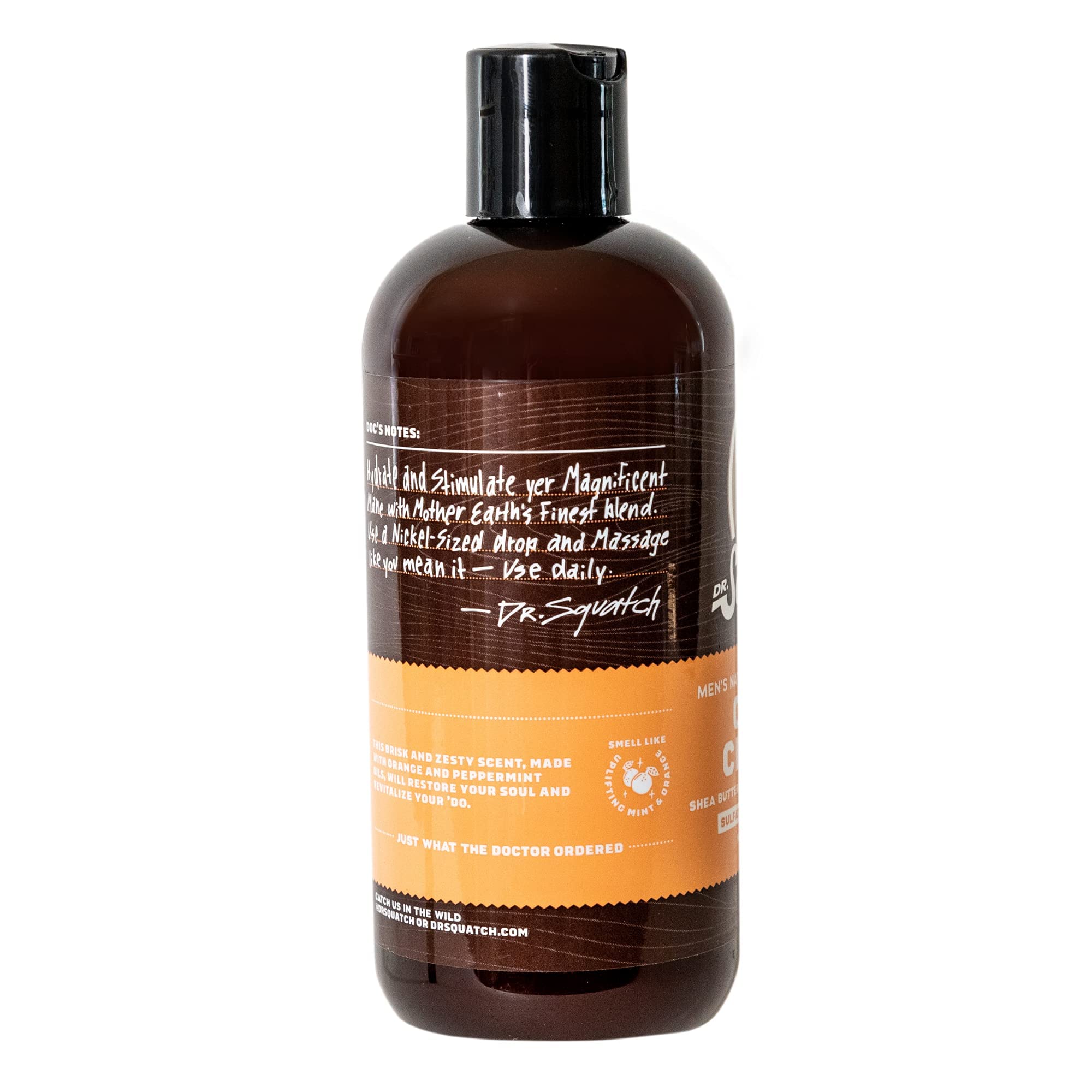 Dr. Squatch ingredients peppermint calendula clary sage shown for natural soothing care.