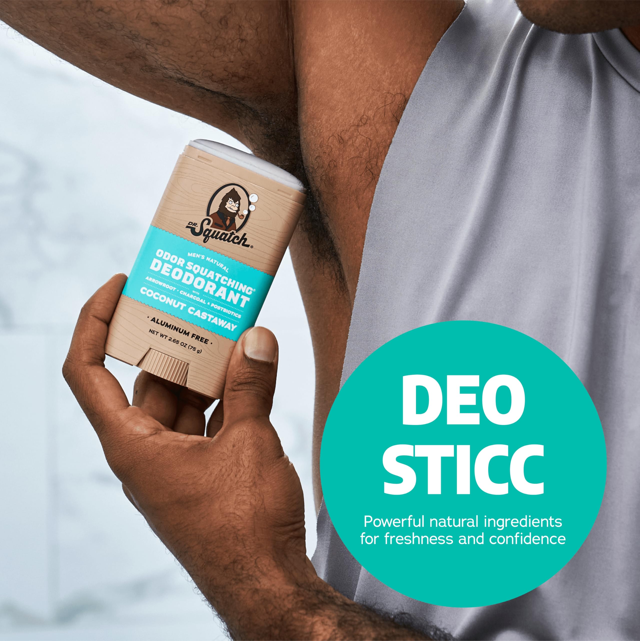 Dr. Squatch Coconut Castaway natural-fragrance close-up emphasizes coconut scent and vibe.