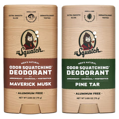 Dr. Squatch Maverick Musk deodorant bottle offers natural odor protection