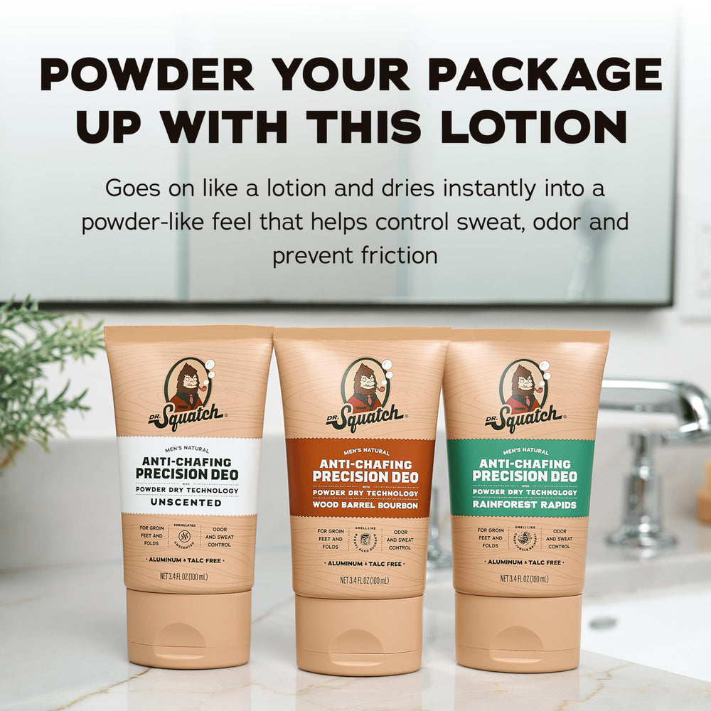 Dr. Squatch dermatologist-tested label close-up indicates skin-friendly formulation.