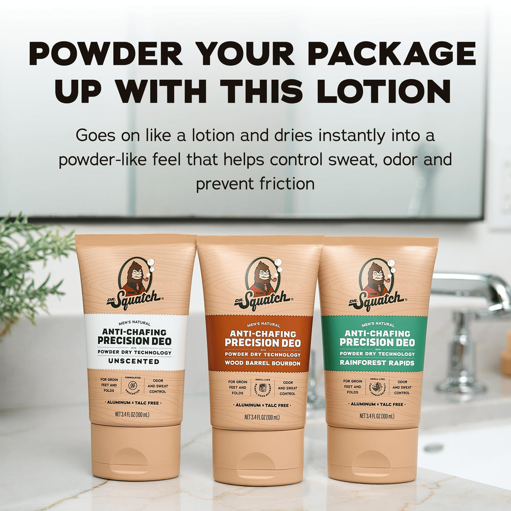 Dr. Squatch dermatologist-tested label indicating skin-type compatibility.