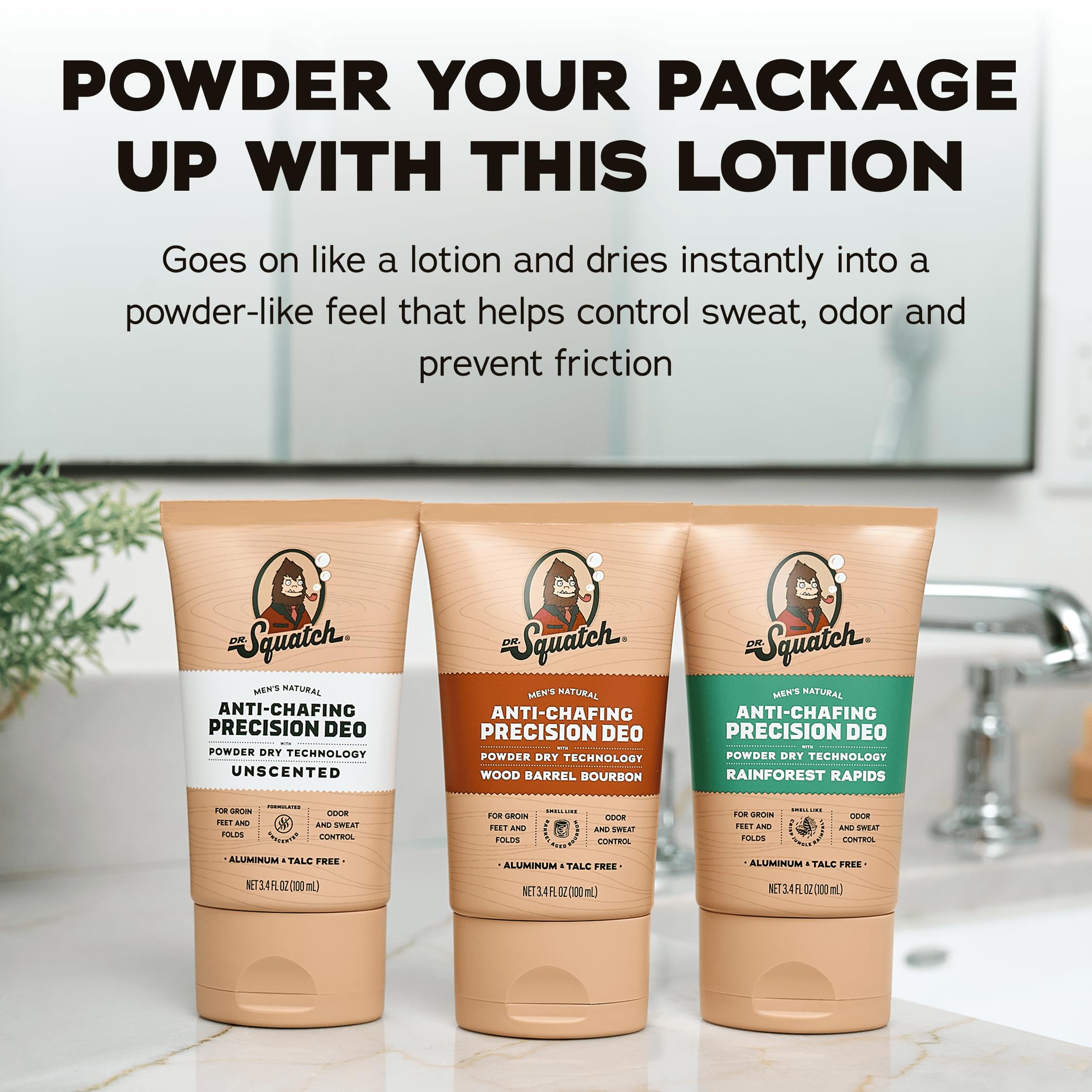 Dr. Squatch Dermatologist-tested label indicating broad-skin compatibility.