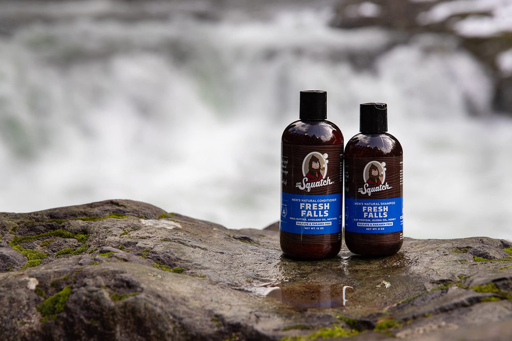 Dr. Squatch Fresh Falls conditioner tingling close-up on scalp
