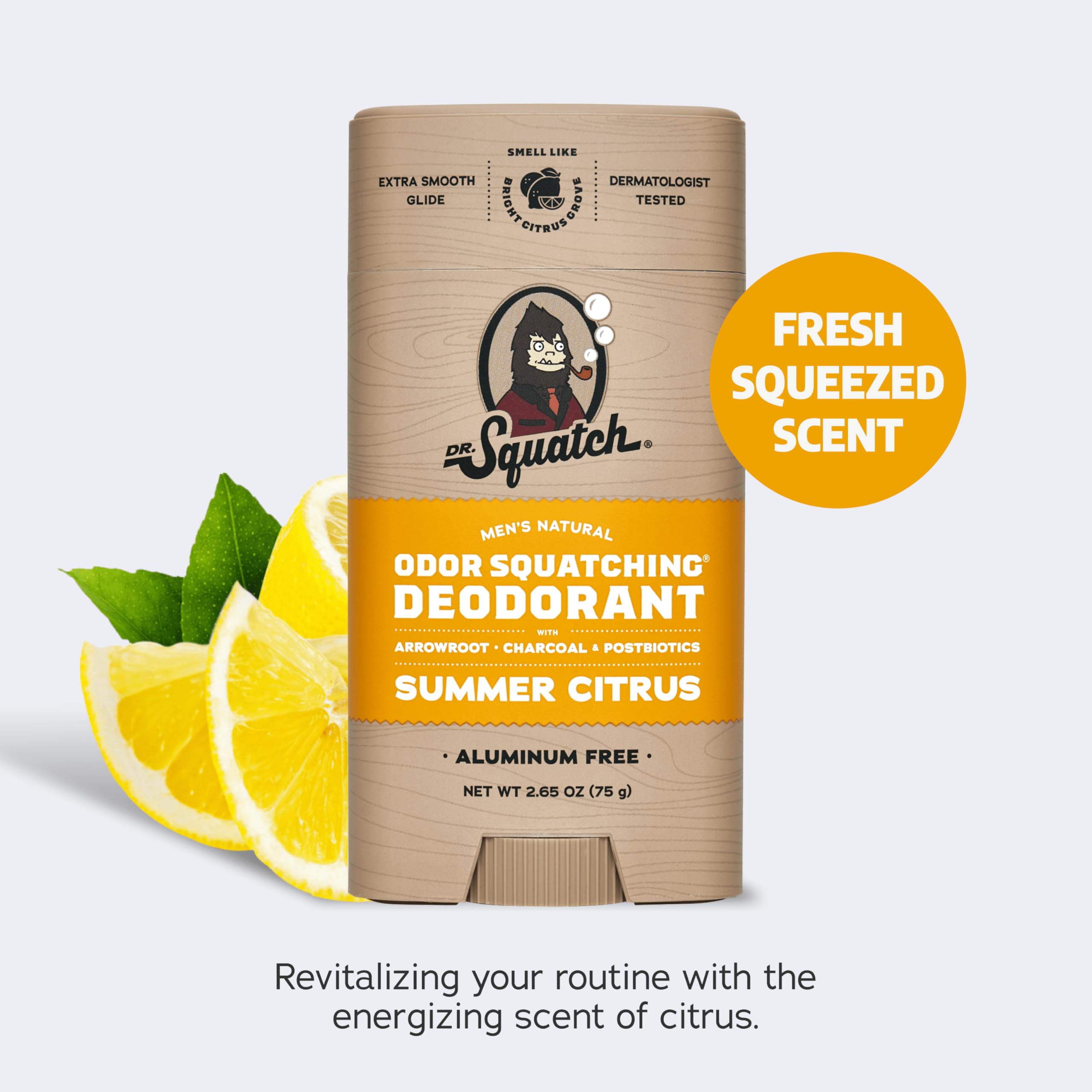 Dr. Squatch Fresh Falls deodorant ball highlighting all-day freshness from natural ingredients