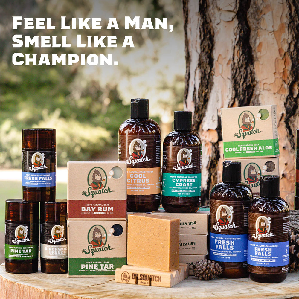 Dr. Squatch Fresh Falls deodorant stick for natural protection and skin-friendly glide.