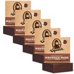 Dr. Squatch Maverick Musk bar soap pack front view for bold grooming ritual.