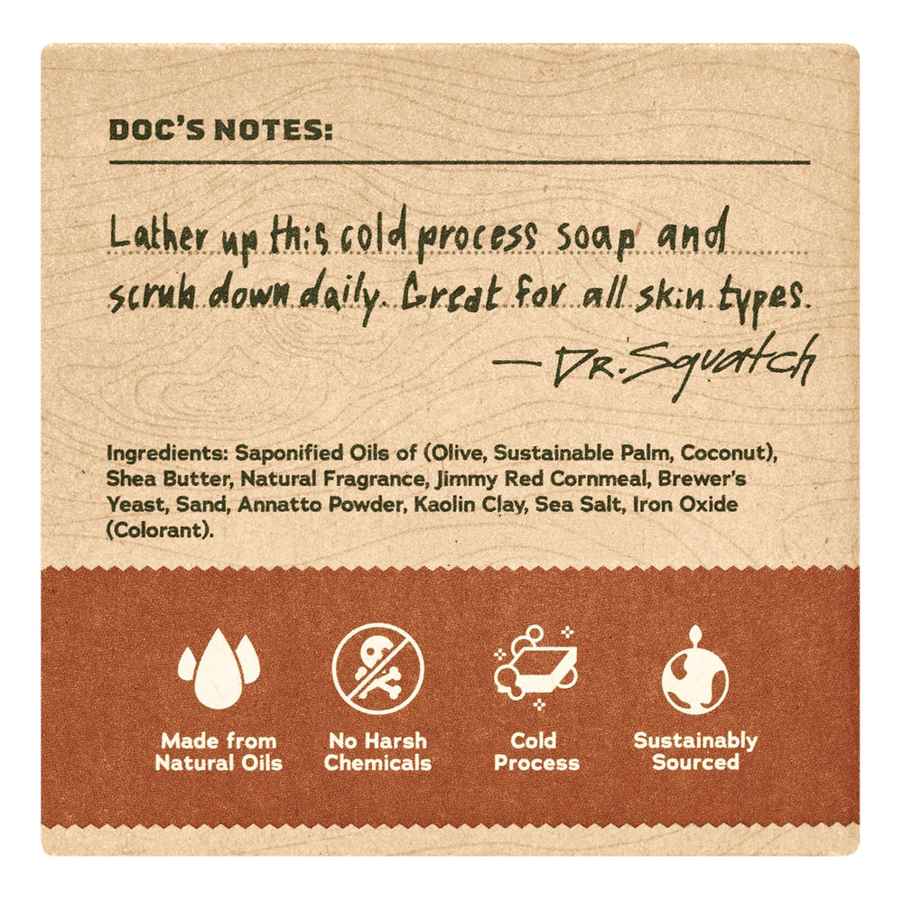 Dr Squatch natural cold-process soap bar on shower shelf for premium cleansing