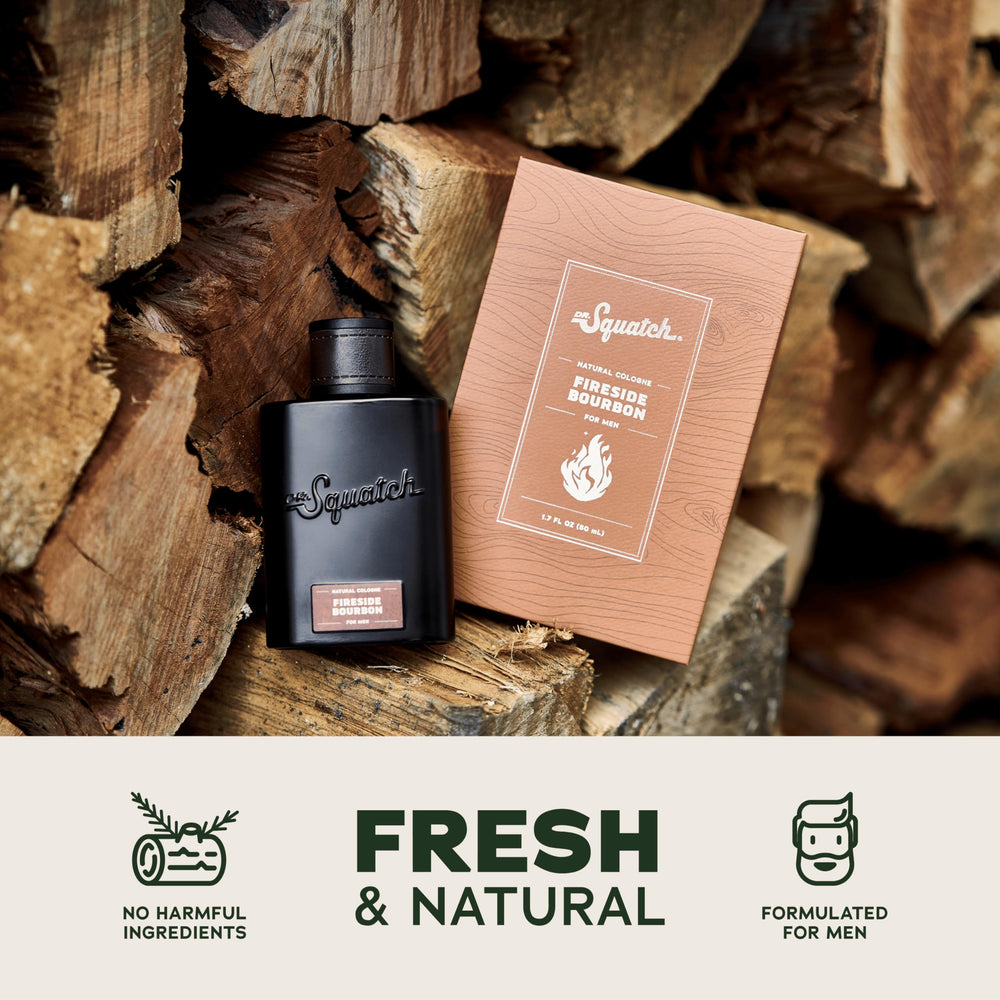 Dr. Squatch Natural Cologne with Scent-Lock technology shown on product label.