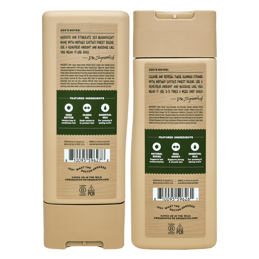 Dr. Squatch Natural Hair Bundle Pack shows the duo for healthier-looking hair.