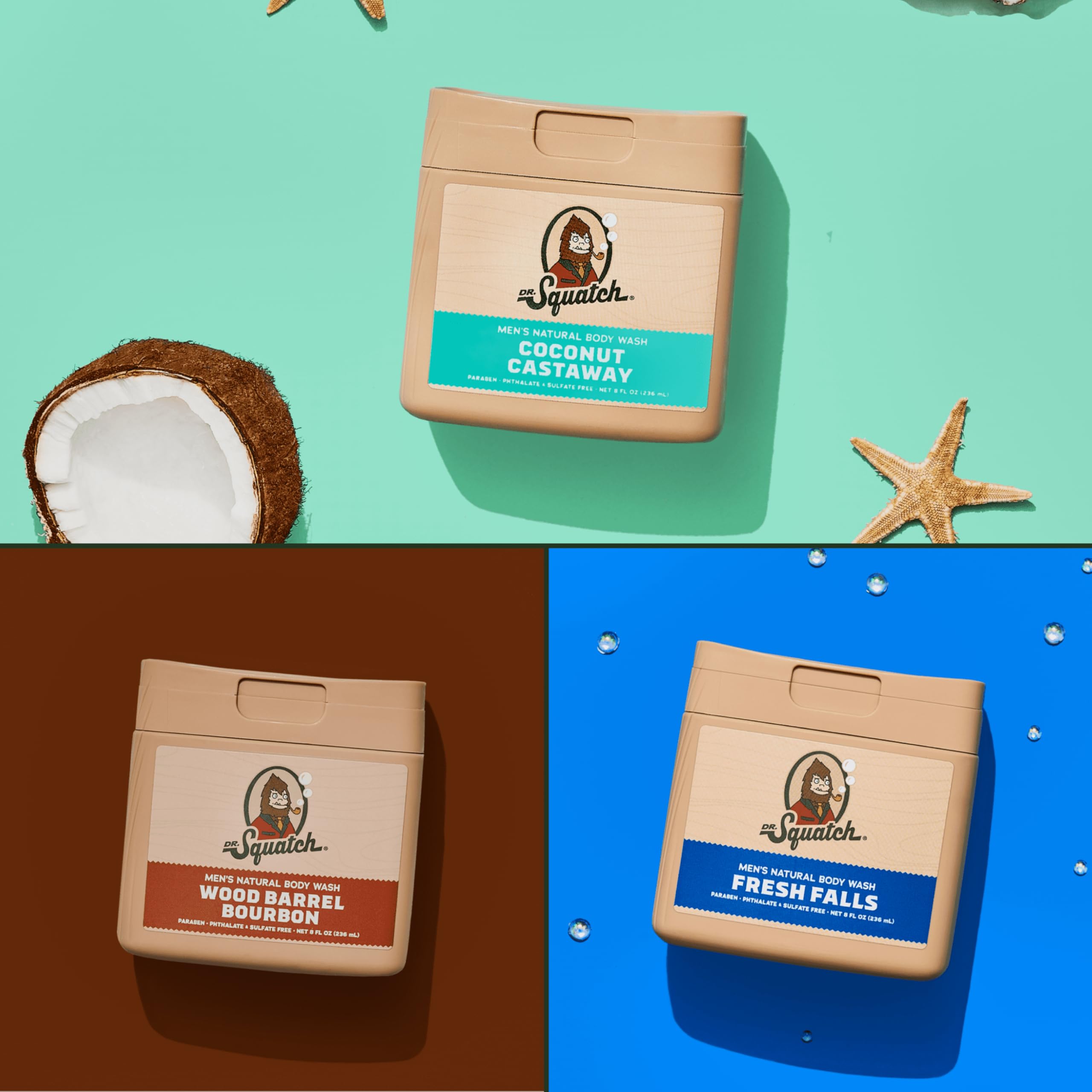 Dr. Squatch natural ingredients label close-up highlighting clean formula.