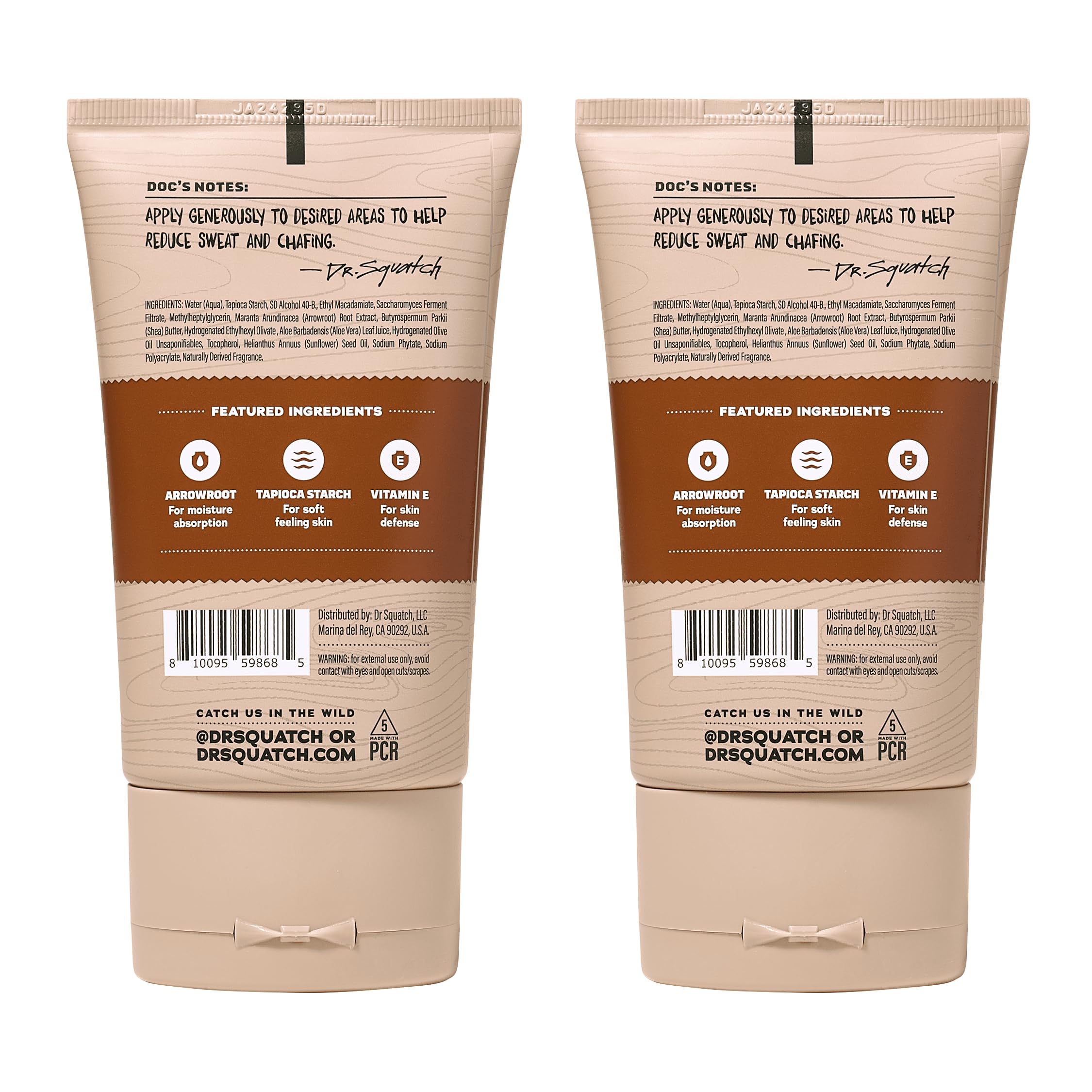Dr. Squatch Odor control application close-up showing smooth dry feel.