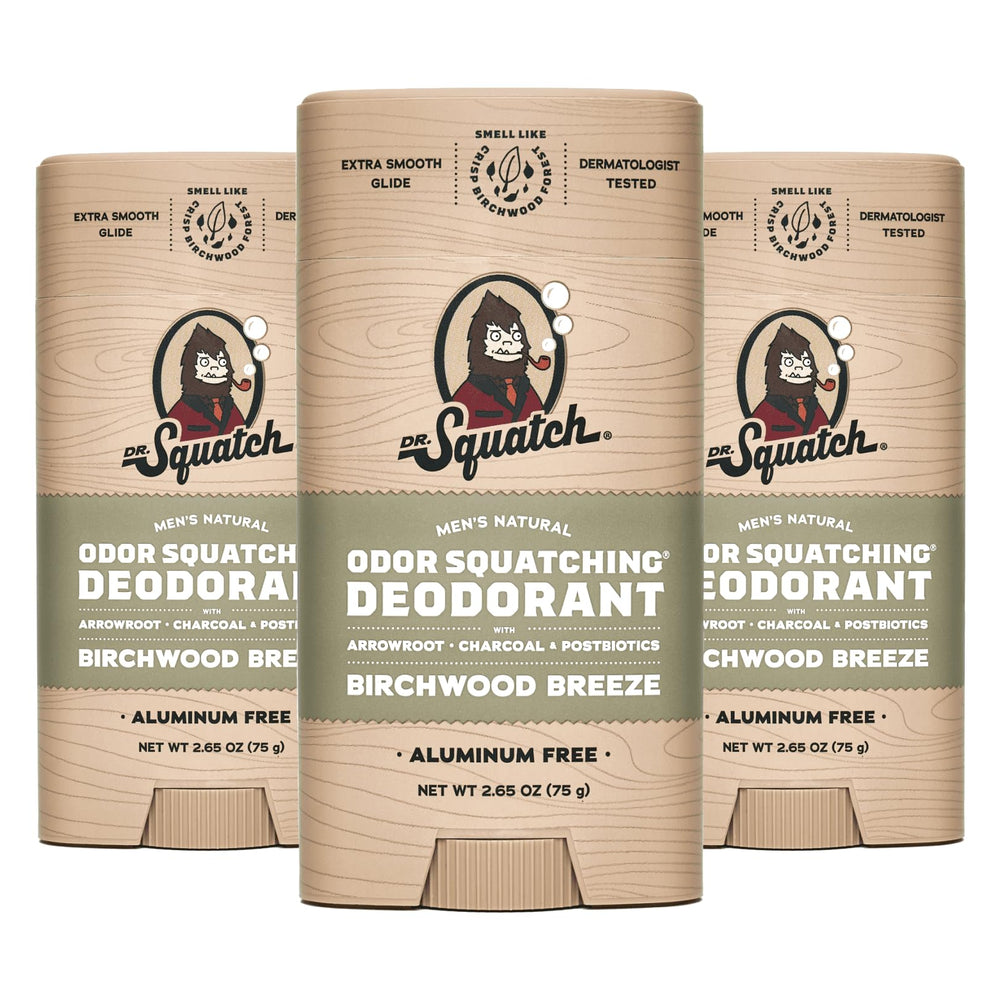 Dr. Squatch Birchwood Breeze deodorant stick provides daily odor protection