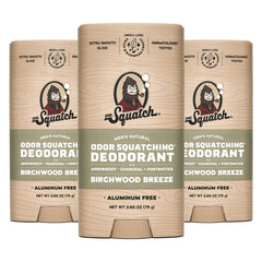 Dr. Squatch Birchwood Breeze deodorant stick provides daily odor protection