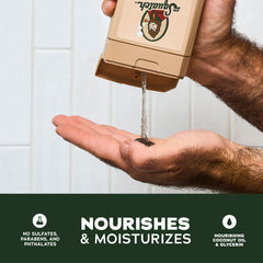 Dr. Squatch Pine Tar Coconut Castaway bottle back highlights natural ingredients.