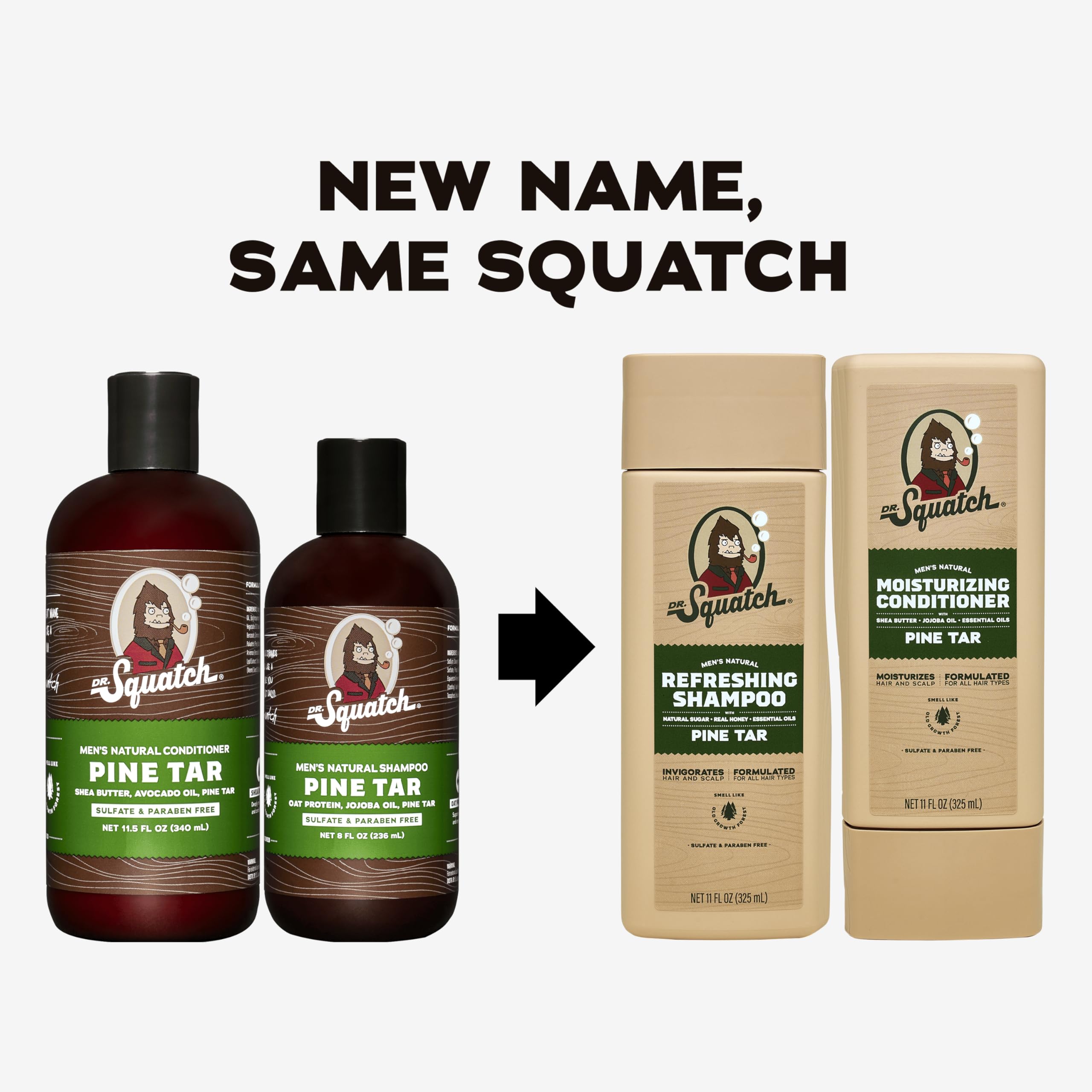Dr. Squatch Pine Tar Conditioner bottle delivers smooth, manageable ends after wash.