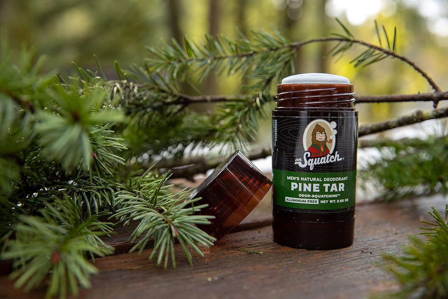 Dr. Squatch Pine Tar Deodorant ingredients list highlights natural formulas.