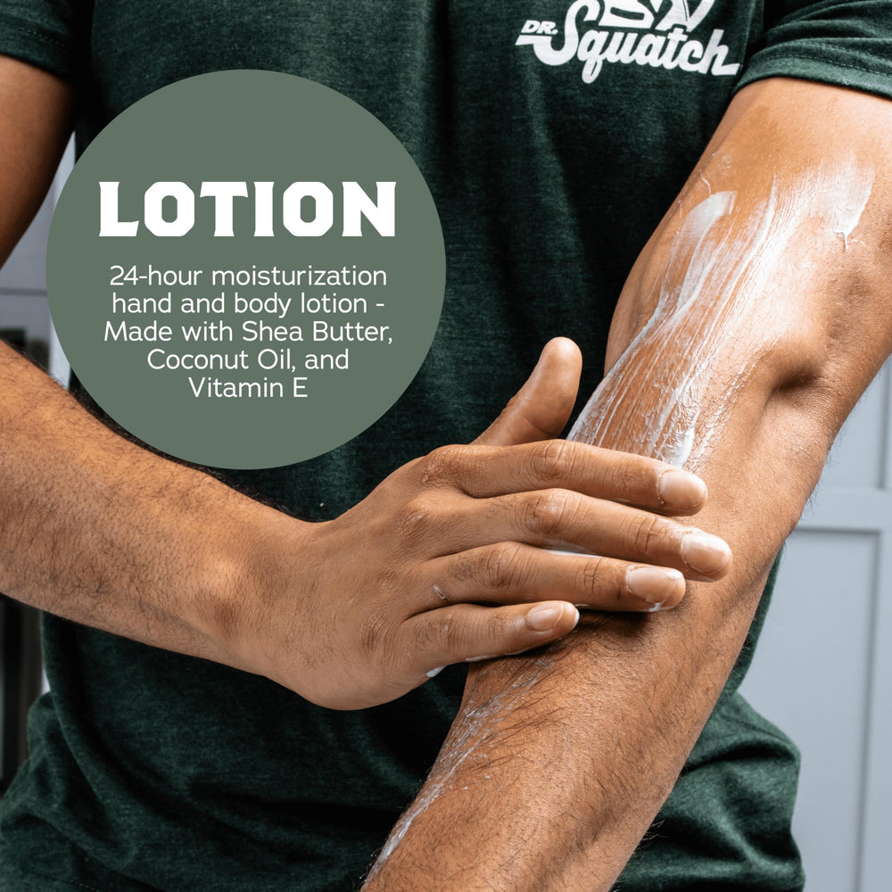 Dr. Squatch Pine Tar lotion 2-pack packaging highlights value