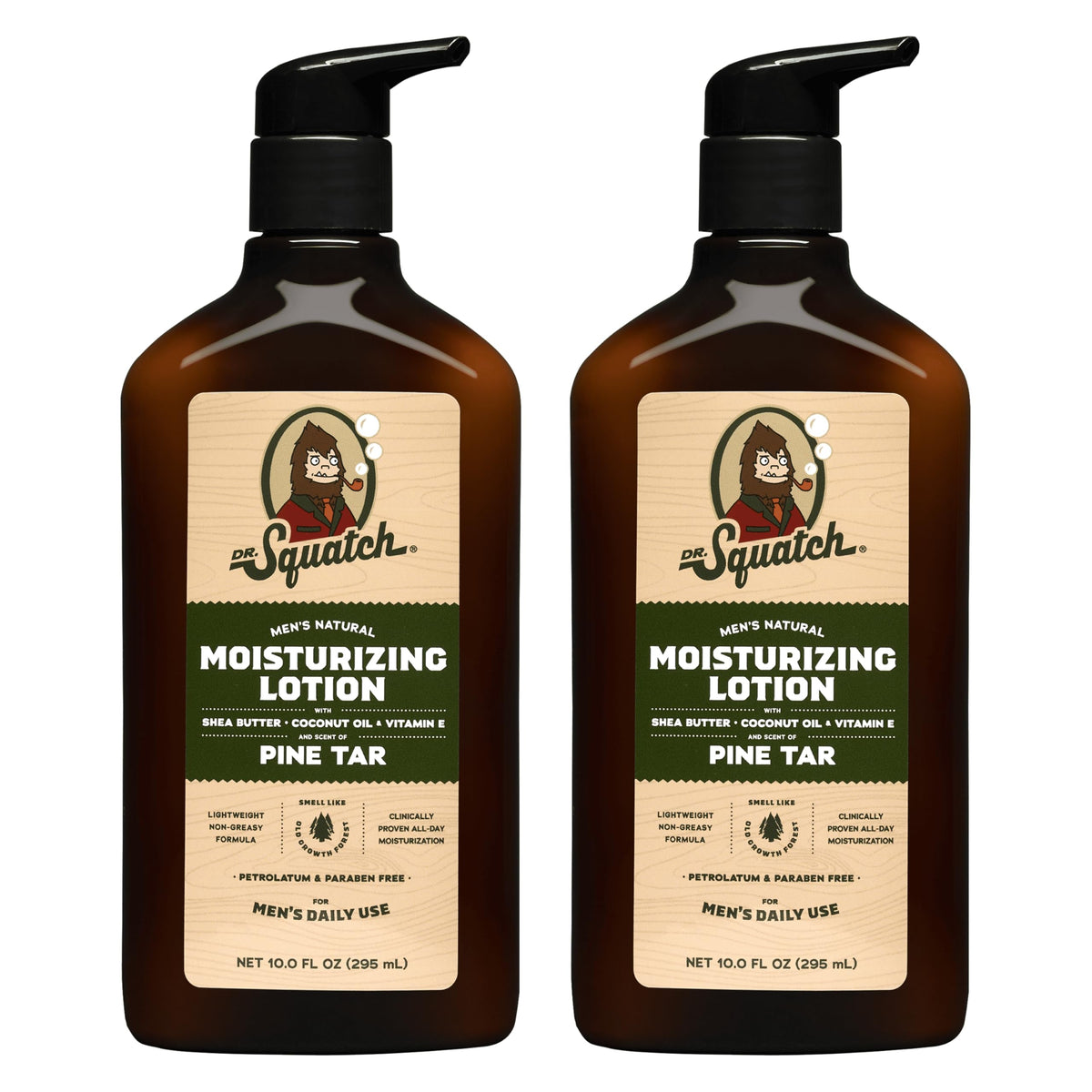 Dr. Squatch Pine Tar lotion bottle front for all-day moisture