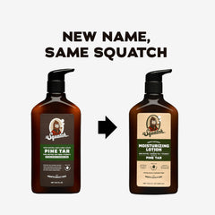 Dr. Squatch Pine Tar lotion bottle side emphasizes fast absorption