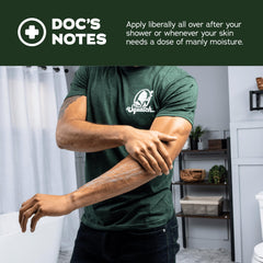 Dr. Squatch Pine Tar lotion texture swatch reveals creamy lightweight feel